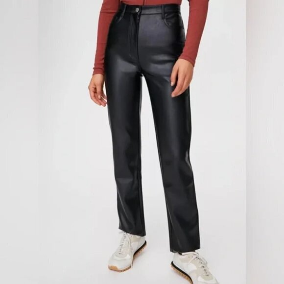 ARITZIA Wilfred Free Melina Pants- High Waisted Faux Leather Pant - Picture 3 of 15